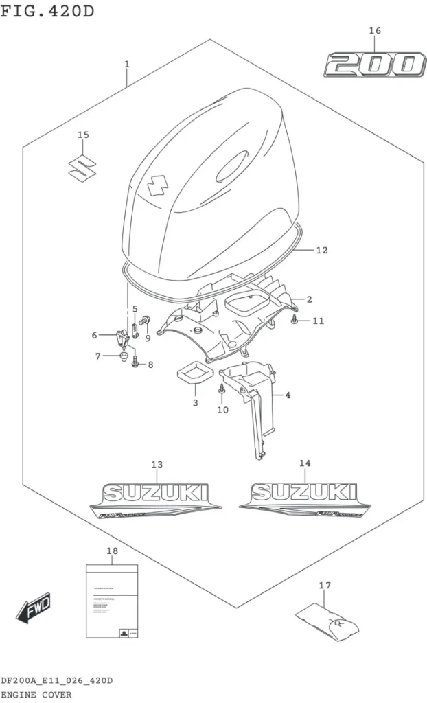 DF150AT,AZ,175AT,AZ,200AT,AZ-640001~ ENGINE COVER (DF200AT DF200AZ)(YAY,QTN)