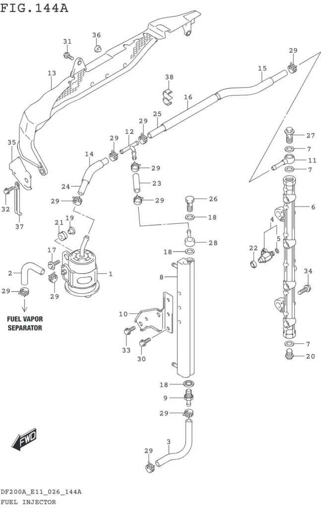 DF150AT,AZ,175AT,AZ,200AT,AZ-640001~ FUEL INJECTOR (E11)