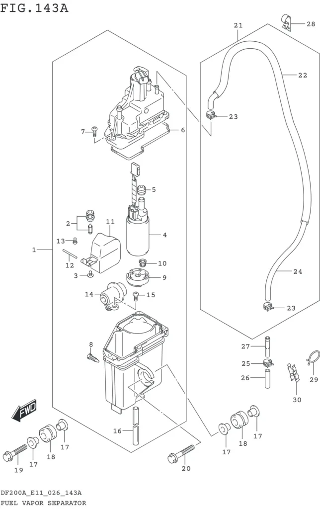 DF150AT,AZ,175AT,AZ,200AT,AZ-640001~ FUEL VAPOR SEPARATOR (E11)