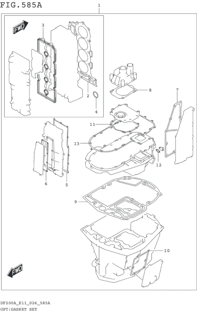 DF150AT,AZ,175AT,AZ,200AT,AZ-640001~ OPT:GASKET SET