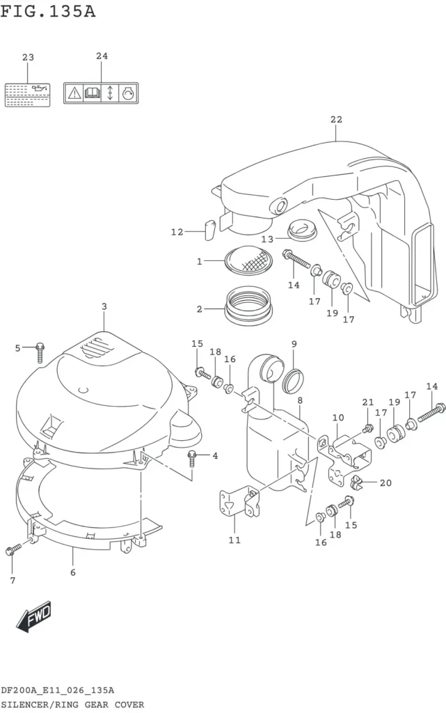 DF150AT,AZ,175AT,AZ,200AT,AZ-640001~ SILENCER/RING GEAR COVER