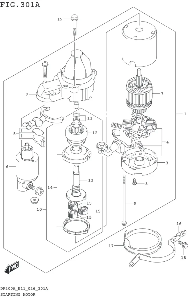 DF150AT,AZ,175AT,AZ,200AT,AZ-640001~ STARTING MOTOR
