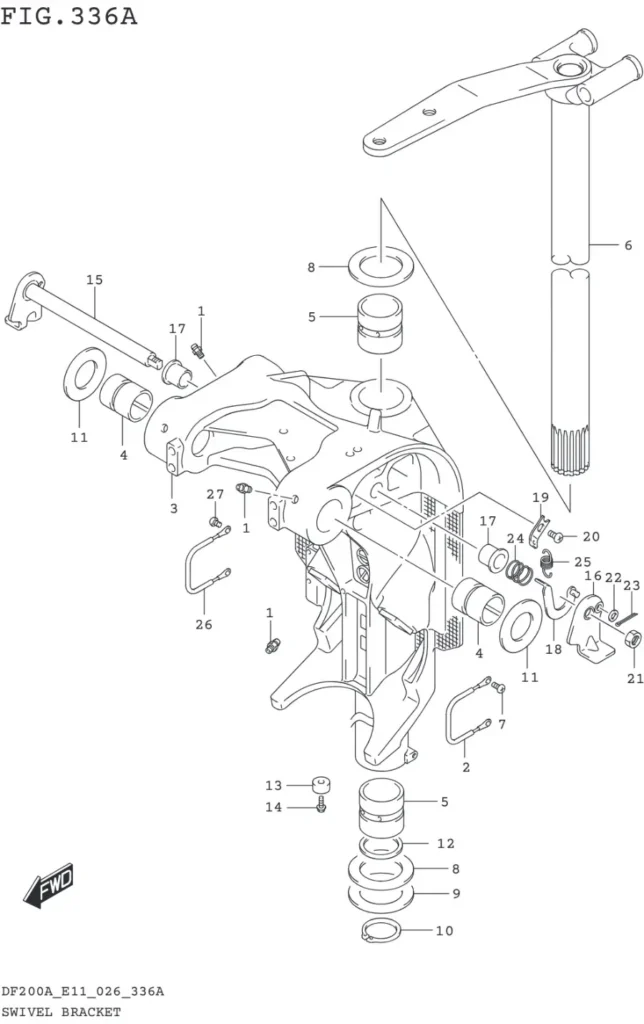 DF150AT,AZ,175AT,AZ,200AT,AZ-640001~ SWIVEL BRACKET