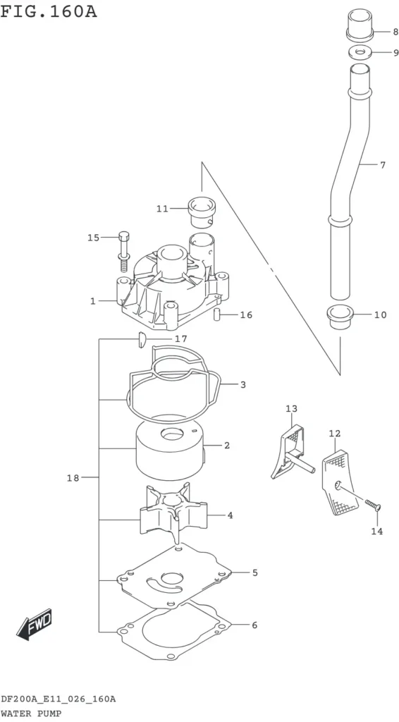 DF150AT,AZ,175AT,AZ,200AT,AZ-640001~ WATER PUMP (E11)