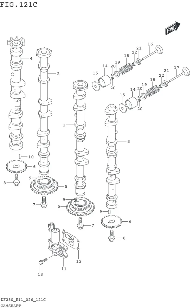 DF200T,Z,225T,Z,250T,Z,ST-640001~ CAMSHAFT (DF250T DF250Z)