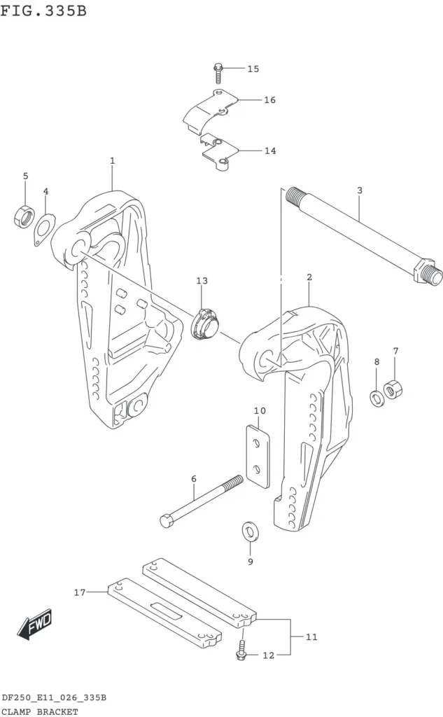 DF200T,Z,225T,Z,250T,Z,ST-640001~ CLAMP BRACKET (L-TRANSOM)