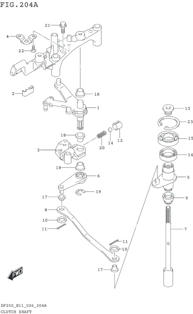 DF200T,Z,225T,Z,250T,Z,ST-640001~ CLUTCH SHAFT