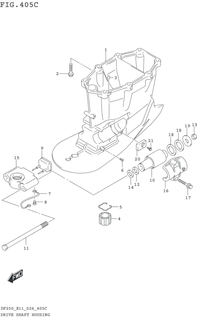 DF200T,Z,225T,Z,250T,Z,ST-640001~ DRIVE SHAFT HOUSING (SEE NOTE:X-TRANSOM)