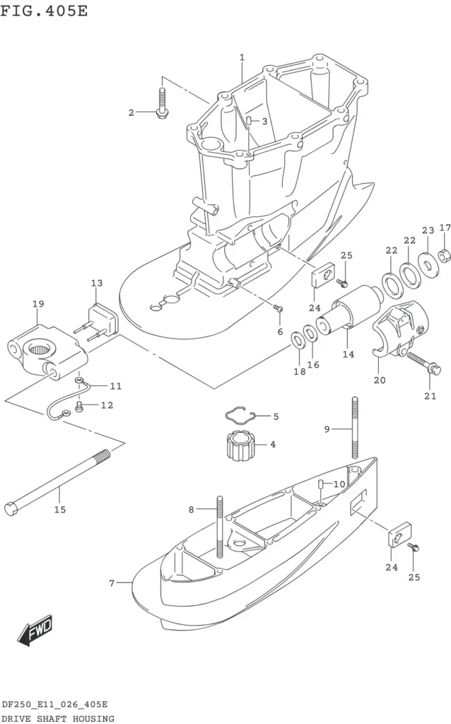 DF200T,Z,225T,Z,250T,Z,ST-640001~ DRIVE SHAFT HOUSING (SEE NOTE:XX-TRANSOM)