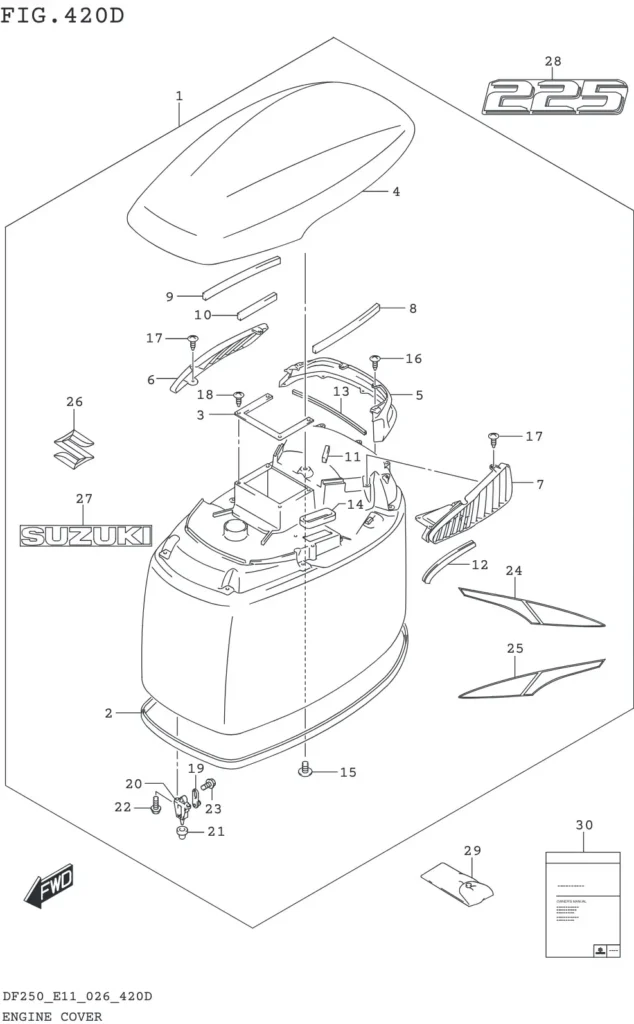 DF200T,Z,225T,Z,250T,Z,ST-640001~ ENGINE COVER (DF225T:E03)