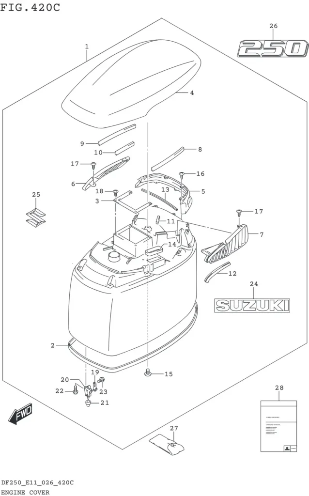 DF200T,Z,225T,Z,250T,Z,ST-640001~ ENGINE COVER (DF250T DF250Z)