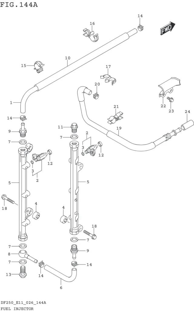 DF200T,Z,225T,Z,250T,Z,ST-640001~ FUEL INJECTOR (E11)