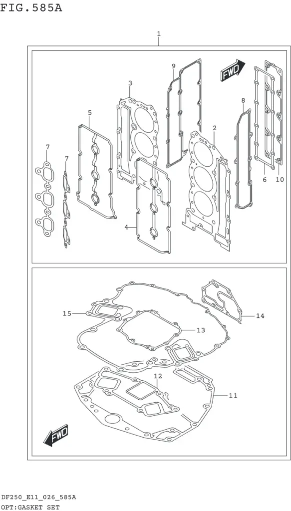 DF200T,Z,225T,Z,250T,Z,ST-640001~ OPT:GASKET SET (SEE NOTE 1)