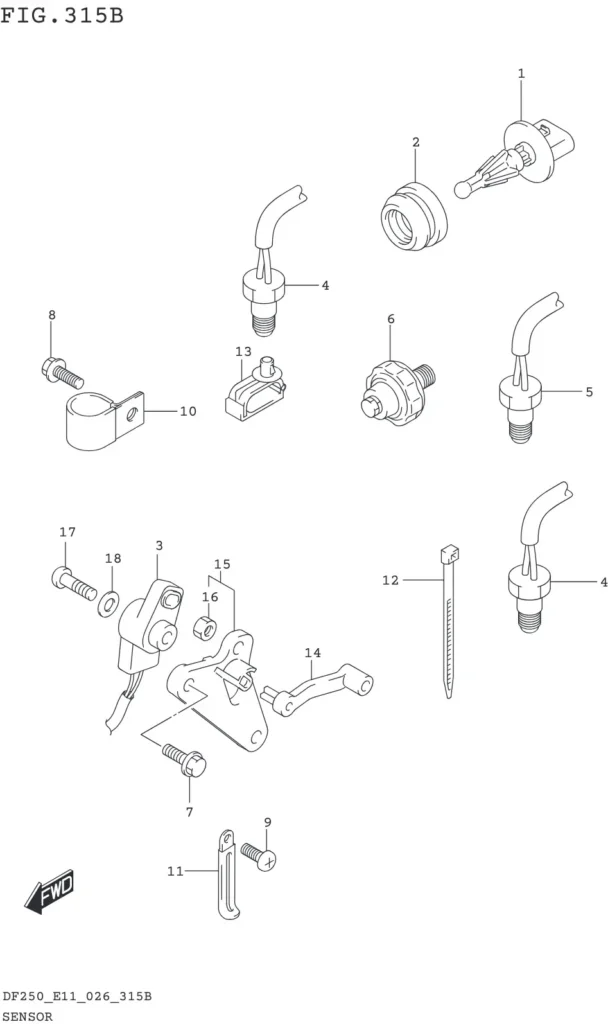 DF200T,Z,225T,Z,250T,Z,ST-640001~ SENSOR (DF200T:X-TRANSOM)