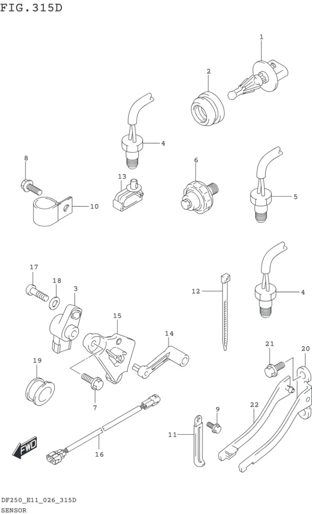 DF200T,Z,225T,Z,250T,Z,ST-640001~ SENSOR (DF250ST)