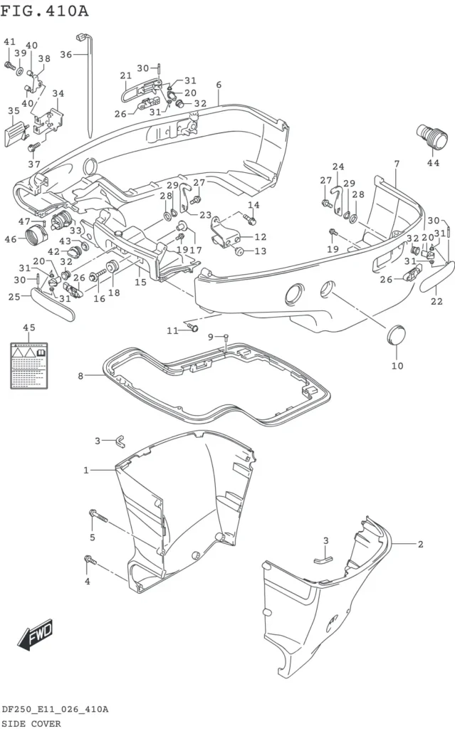 DF200T,Z,225T,Z,250T,Z,ST-640001~ SIDE COVER (L-TRANSOM)