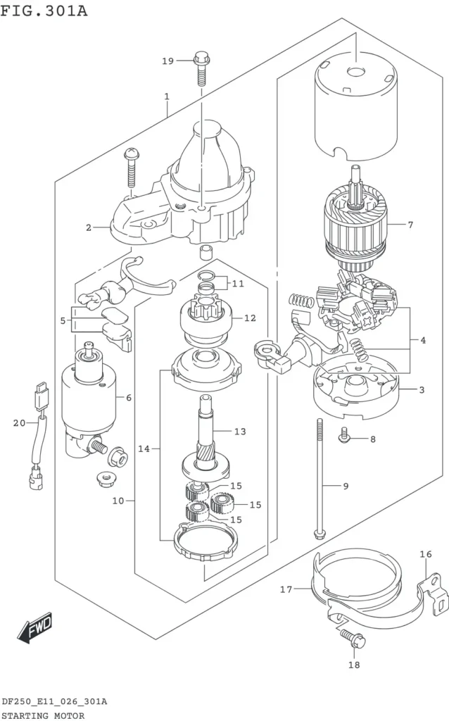 DF200T,Z,225T,Z,250T,Z,ST-640001~ STARTING MOTOR