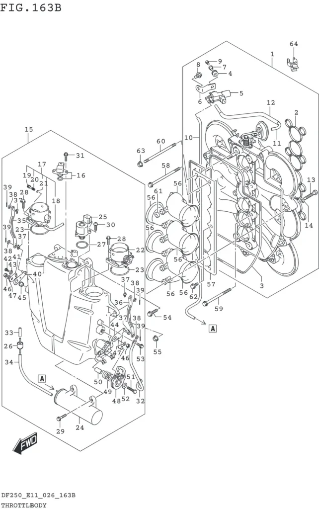 DF200T,Z,225T,Z,250T,Z,ST-640001~ THROTTLE BODY (DF225T DF225Z DF250T DF250Z DF250ST)
