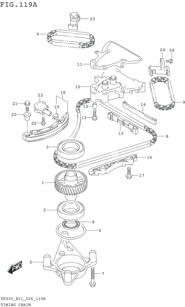 DF200T,Z,225T,Z,250T,Z,ST-640001~ TIMING CHAIN (DF200T DF200Z DF225T DF225Z DF250T DF250Z)