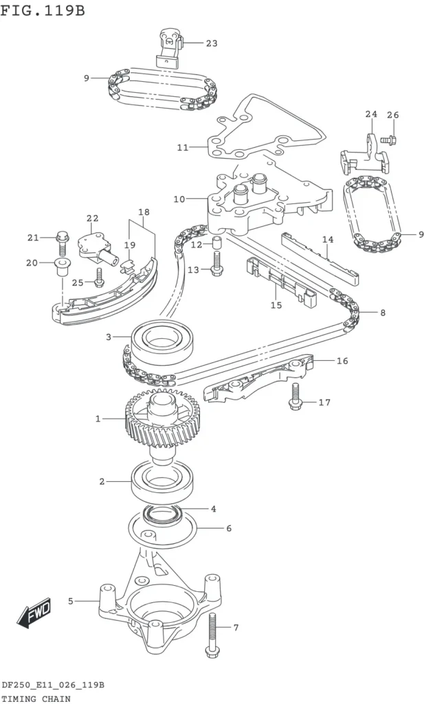 DF200T,Z,225T,Z,250T,Z,ST-640001~ TIMING CHAIN (DF250ST)