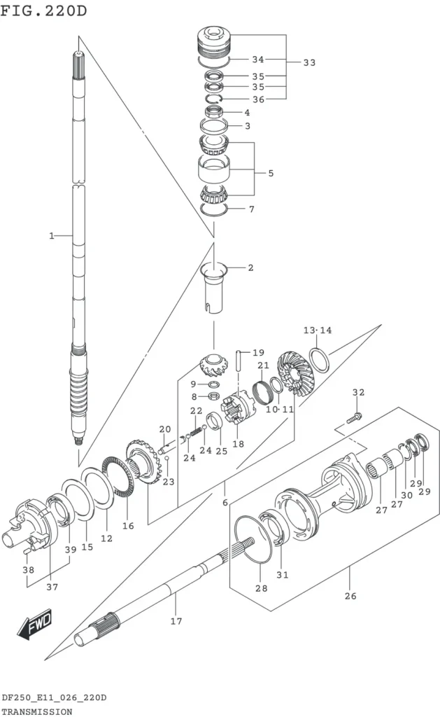DF200T,Z,225T,Z,250T,Z,ST-640001~ TRANSMISSION (DF225T)