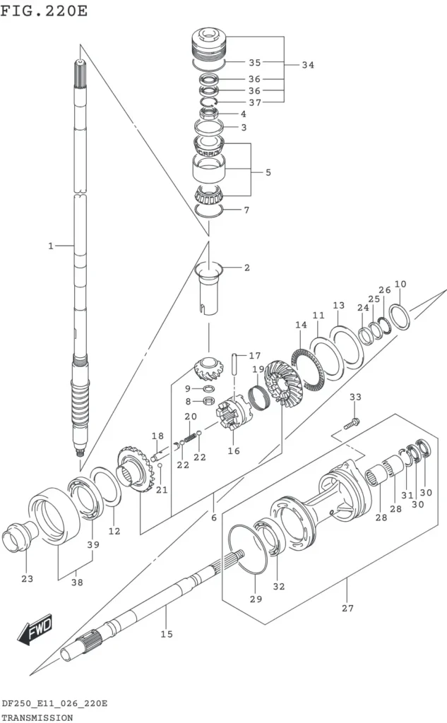 DF200T,Z,225T,Z,250T,Z,ST-640001~ TRANSMISSION (DF225Z)