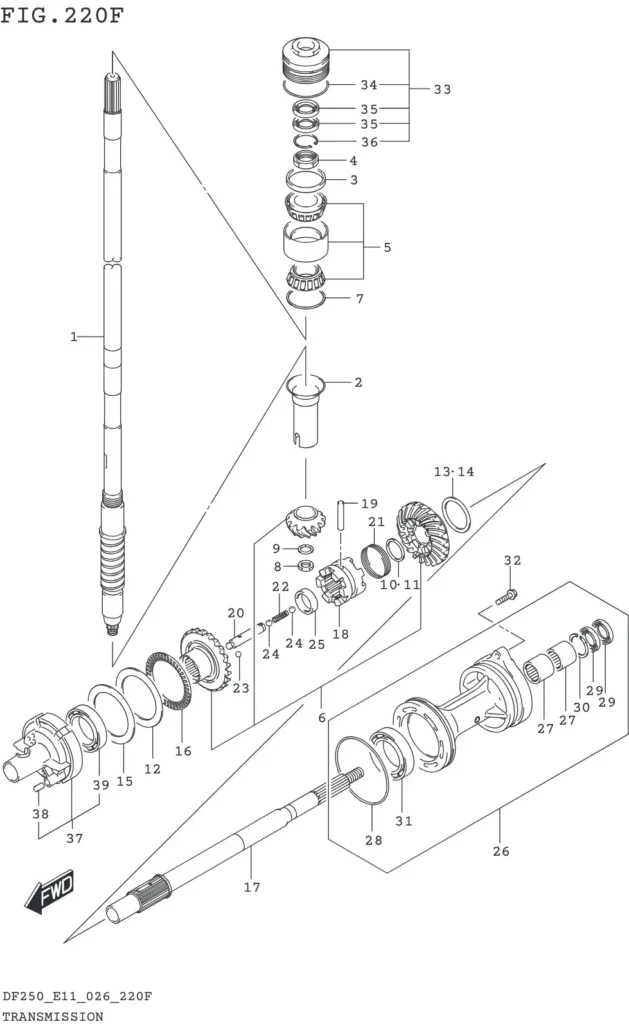 DF200T,Z,225T,Z,250T,Z,ST-640001~ TRANSMISSION (DF250T)