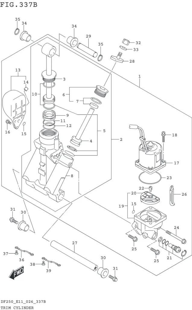 DF200T,Z,225T,Z,250T,Z,ST-640001~ TRIM CYLINDER (L-TRANSOM)