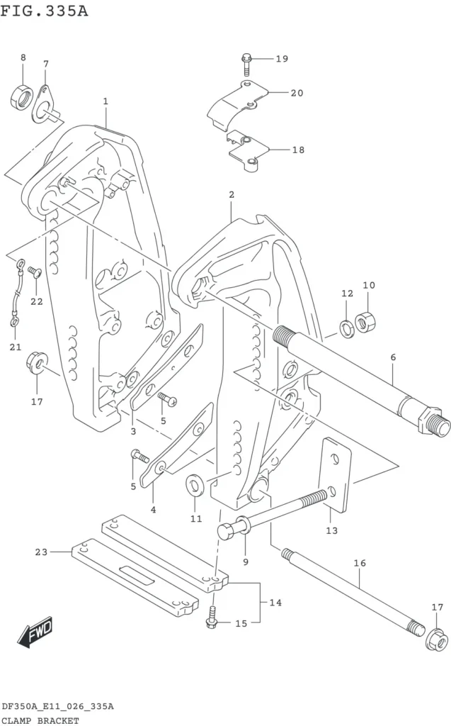 DF300B,BMD,325A,350A,AMD-640001~ CLAMP BRACKET (DF350A DF325A DF300B)