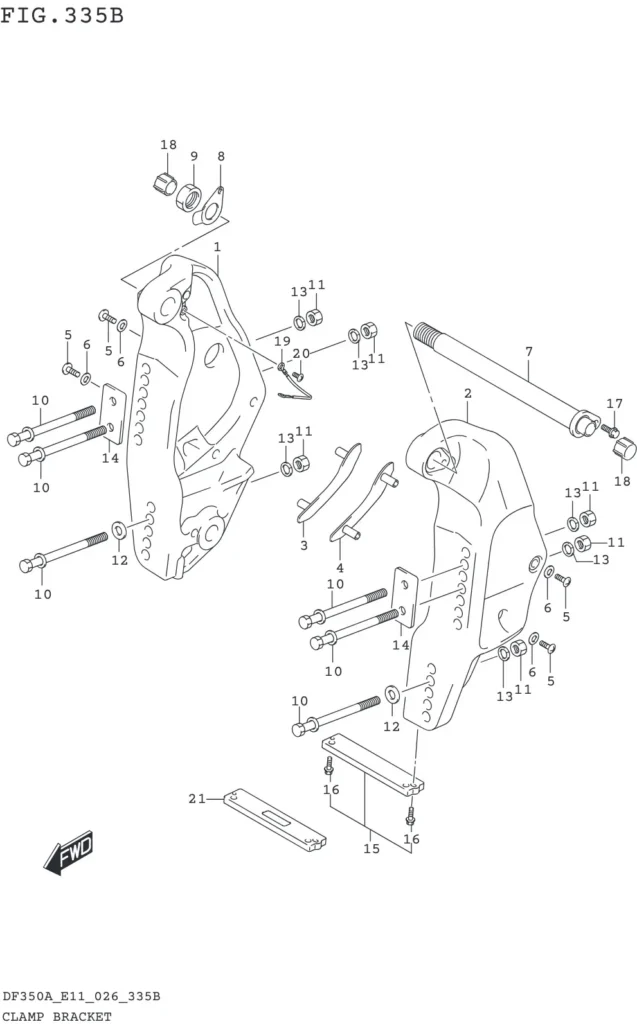 DF300B,BMD,325A,350A,AMD-640001~ CLAMP BRACKET (DF350AMD DF300BMD)