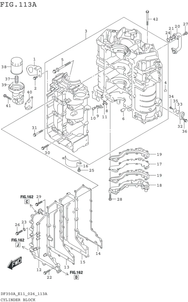DF300B,BMD,325A,350A,AMD-640001~CYLINDER BLOCK