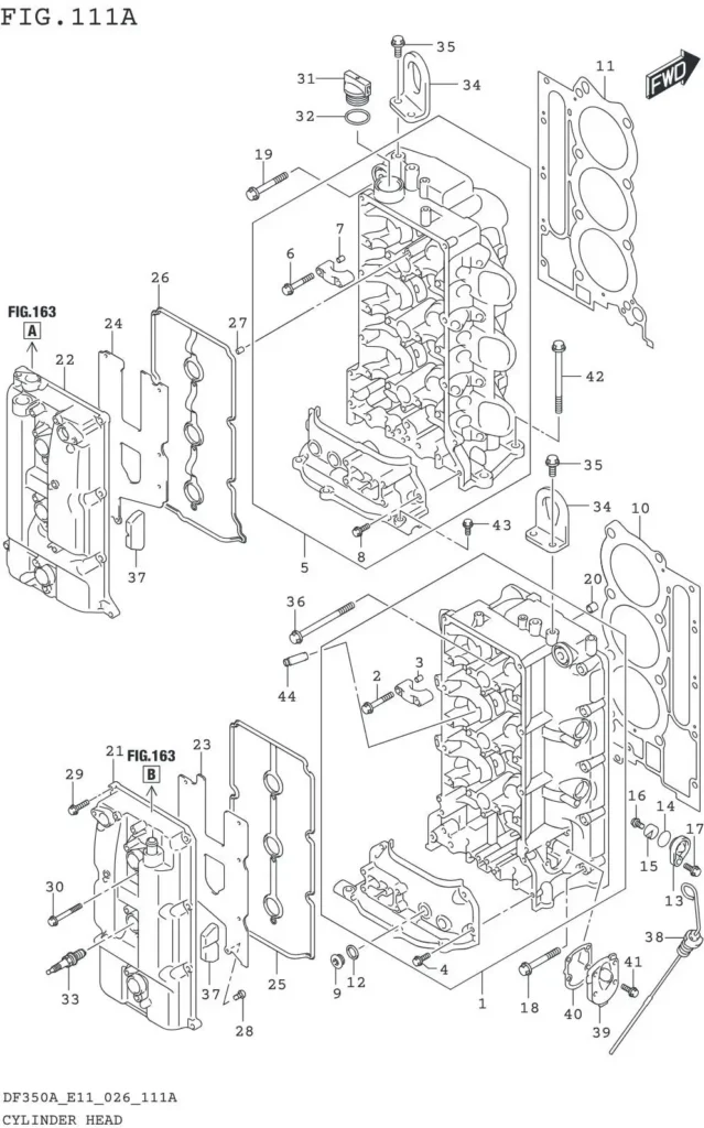 DF300B,BMD,325A,350A,AMD-640001~CYLINDER HEAD