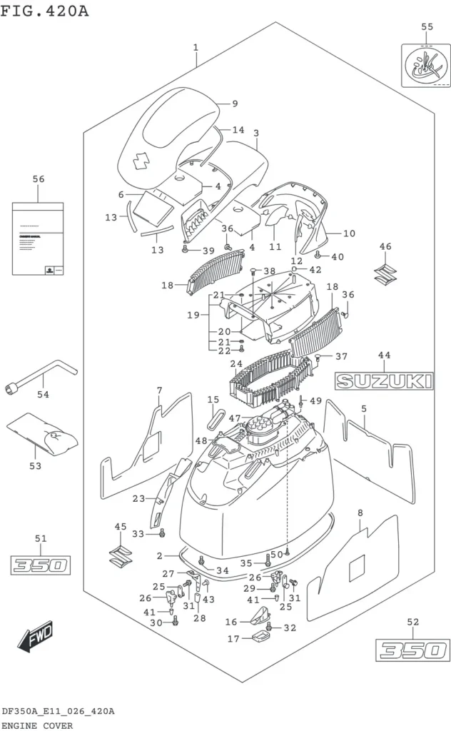 DF300B,BMD,325A,350A,AMD-640001~ ENGINE COVER (DF350A DF350AMD)(YAY,QTN)