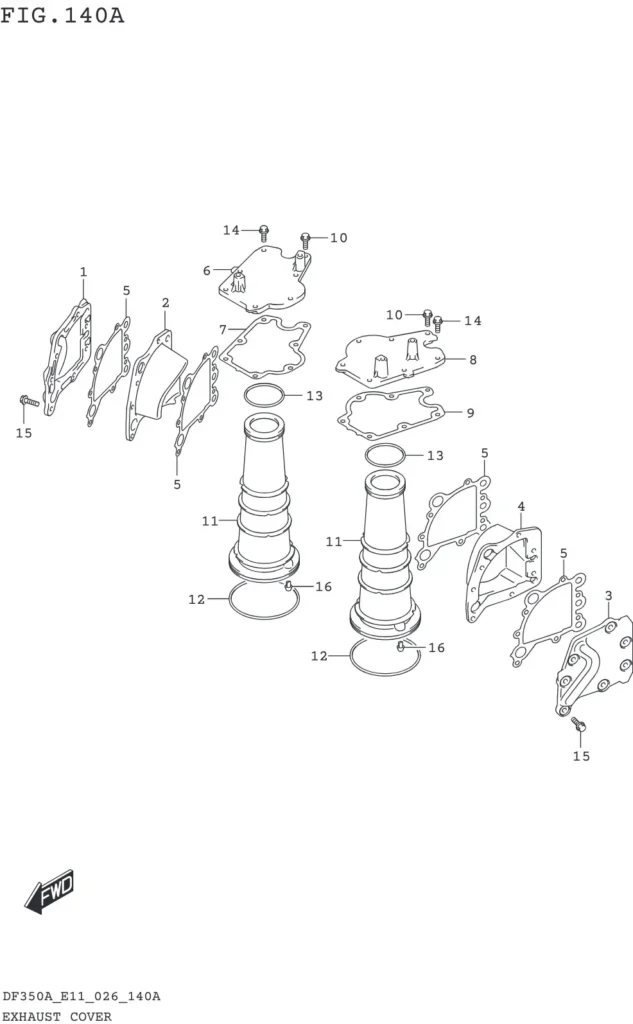 DF300B,BMD,325A,350A,AMD-640001~ EXHAUST COVER