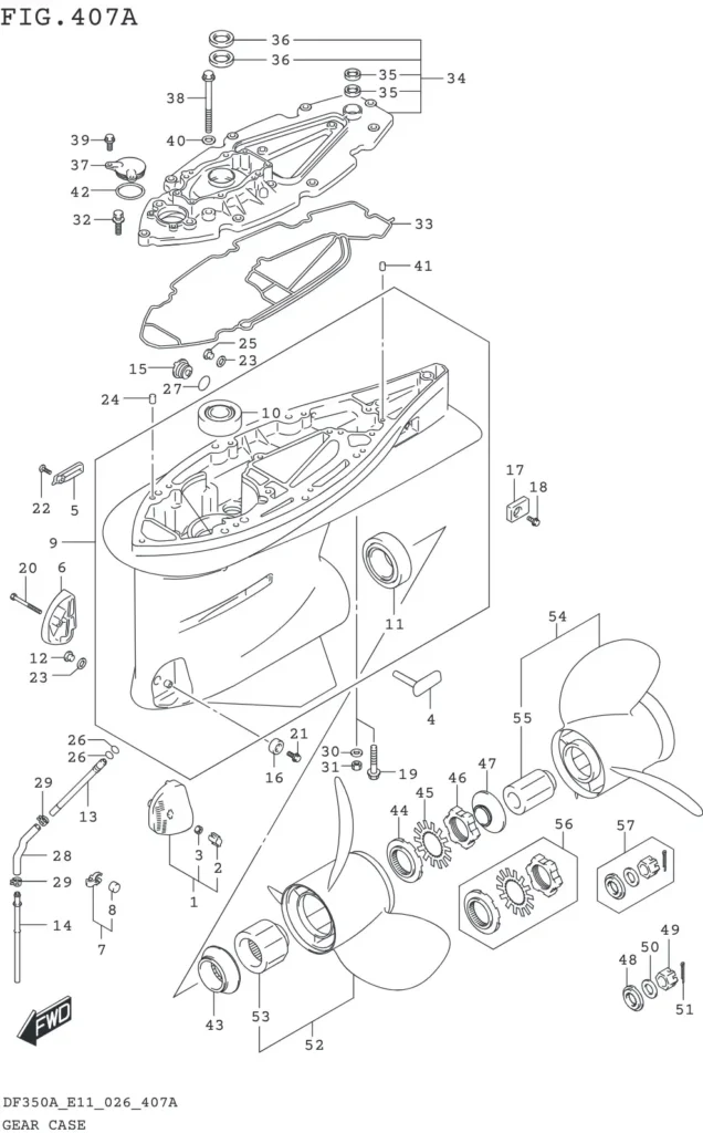 DF300B,BMD,325A,350A,AMD-640001~ GEAR CASE