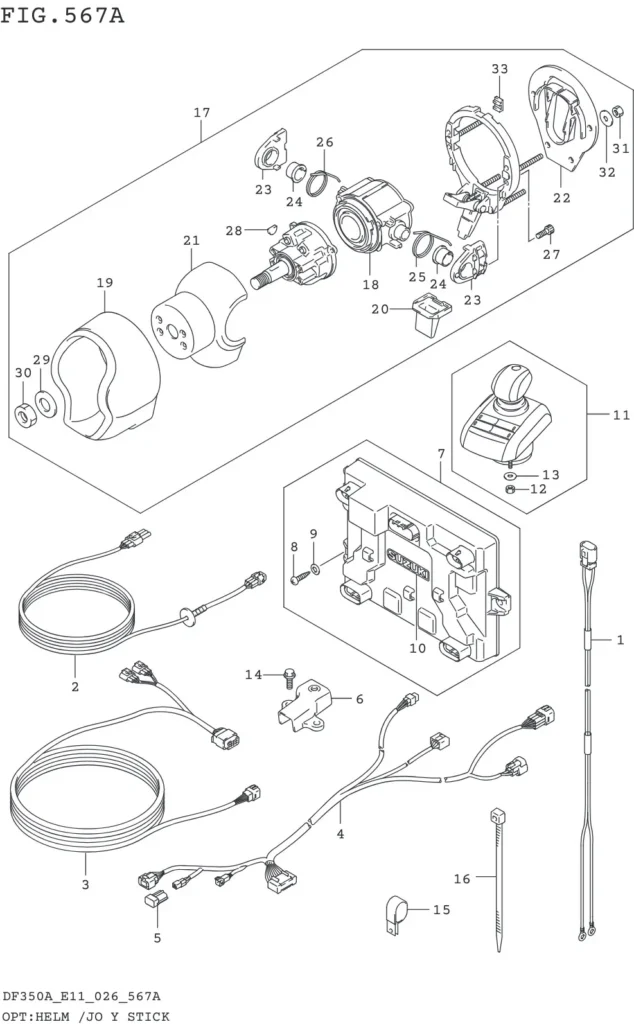 DF300B,BMD,325A,350A,AMD-640001~ OPT:HELM/JOY STICK (DF350AMD DF300BMD)(SEE NOTE 1)