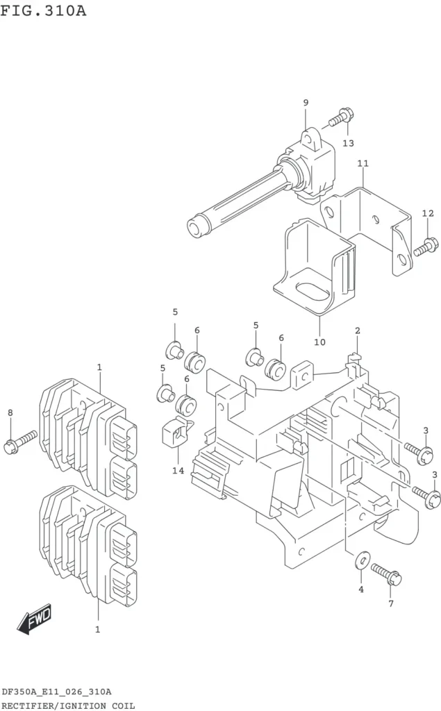 DF300B,BMD,325A,350A,AMD-640001~ RECTIFIER/IGNITION COIL