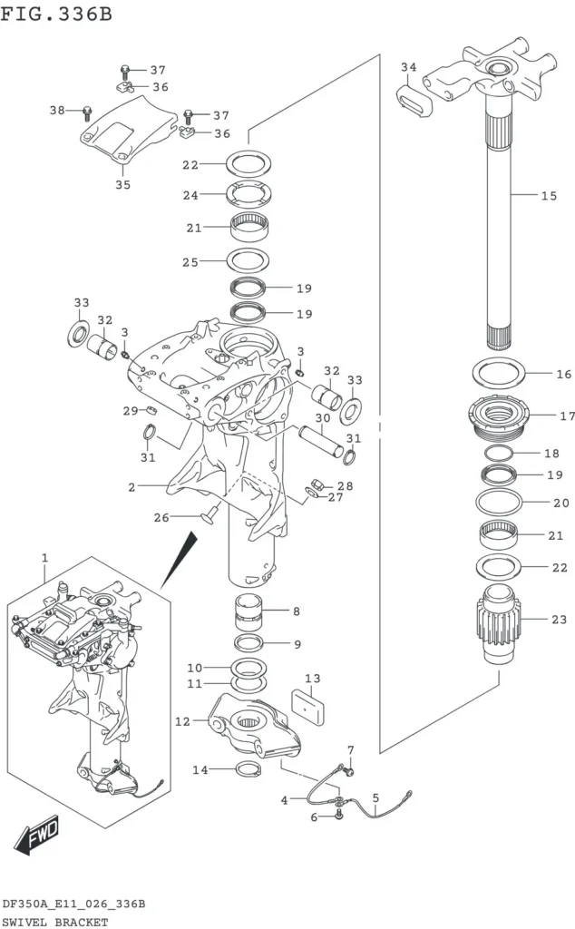 DF300B,BMD,325A,350A,AMD-640001~ SWIVEL BRACKET (DF350AMD DF300BMD)