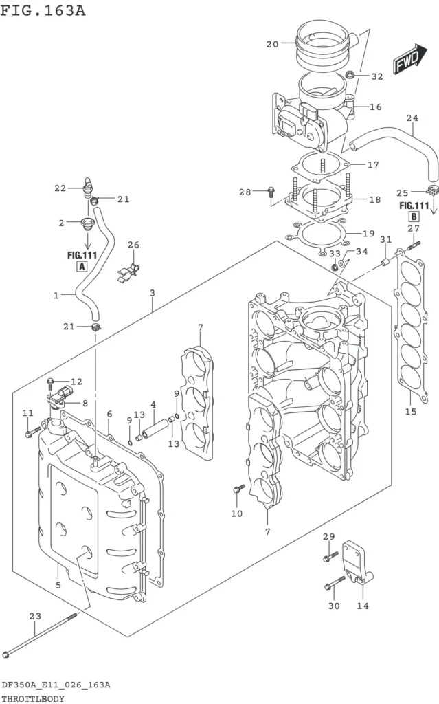 DF300B,BMD,325A,350A,AMD-640001~ THROTTLE BODY