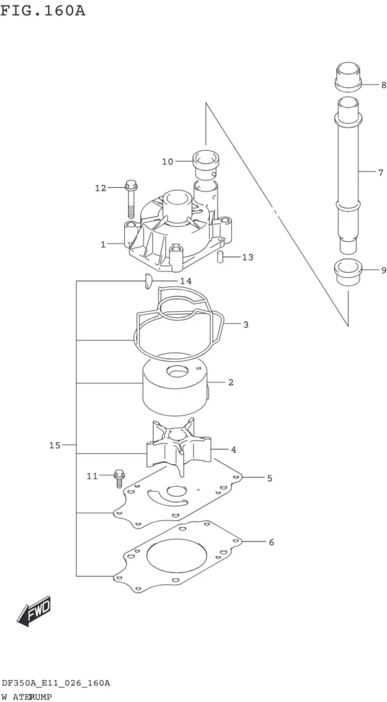 DF300B,BMD,325A,350A,AMD-640001~ WATER PUMP