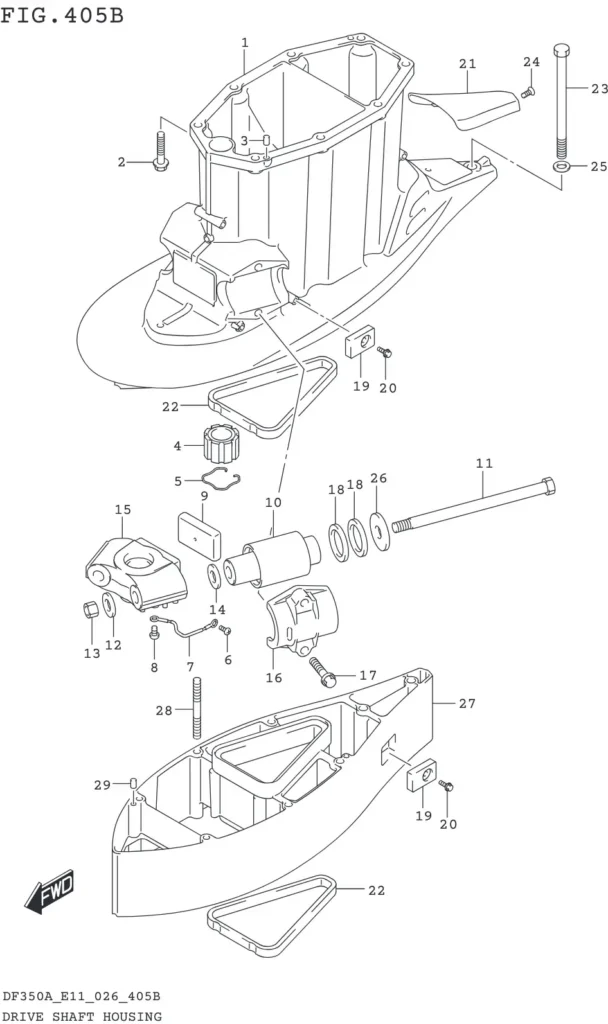 DF300B,BMD,325A,350A,AMD-640001~ DRIVE SHAFT HOUSING ((DF350A DF325A DF300B):XX-TRANSOM)