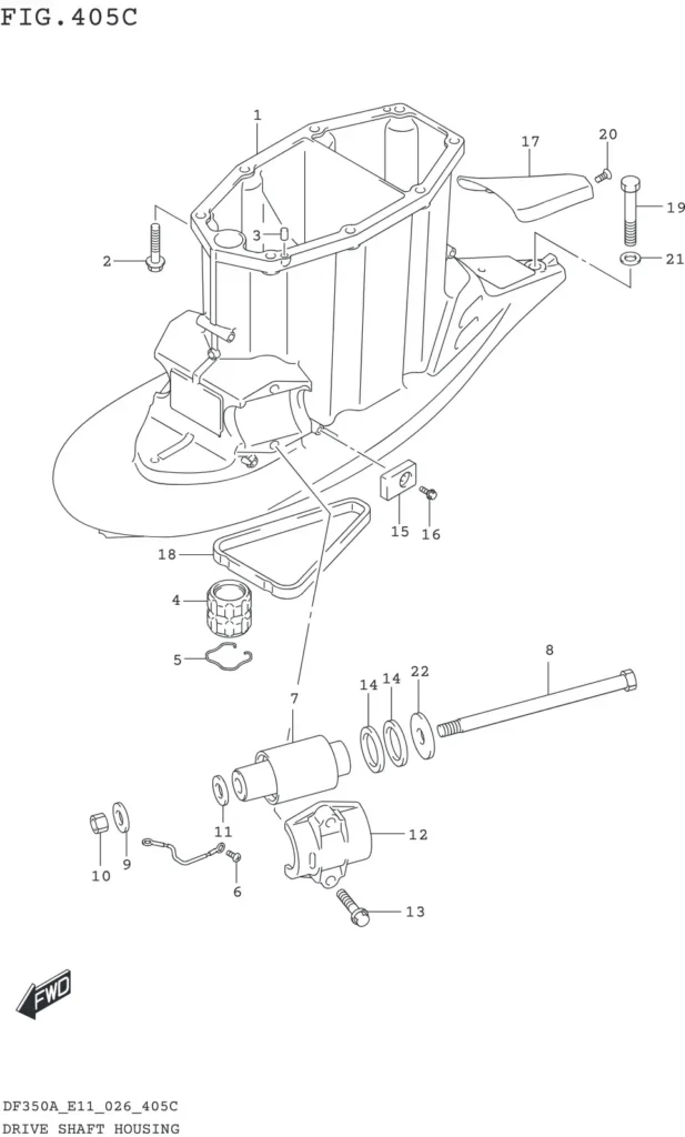 DF300B,BMD,325A,350A,AMD-640001~ DRIVE SHAFT HOUSING ((DF350AMD DF300BMD):L-TRANSOM)