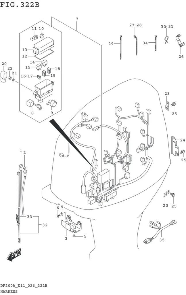 DF150AT,AZ,175AT,AZ,200AT,AZ-640001~ HARNESS (DF150AT DF150AZ)