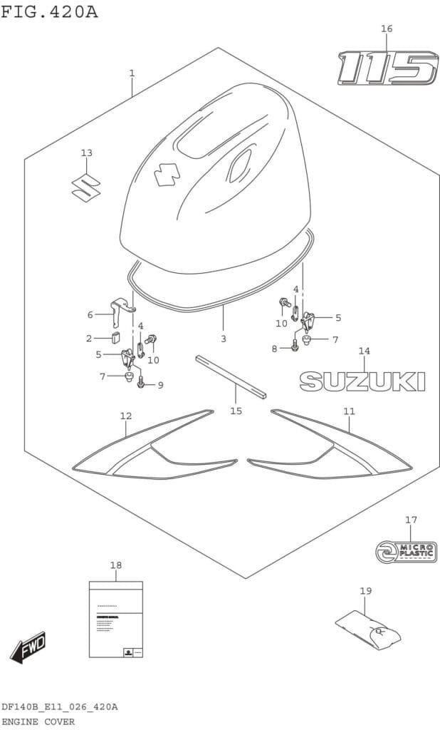 Engine Cover (DF115B DF115BS)(SEE NOTE 1)