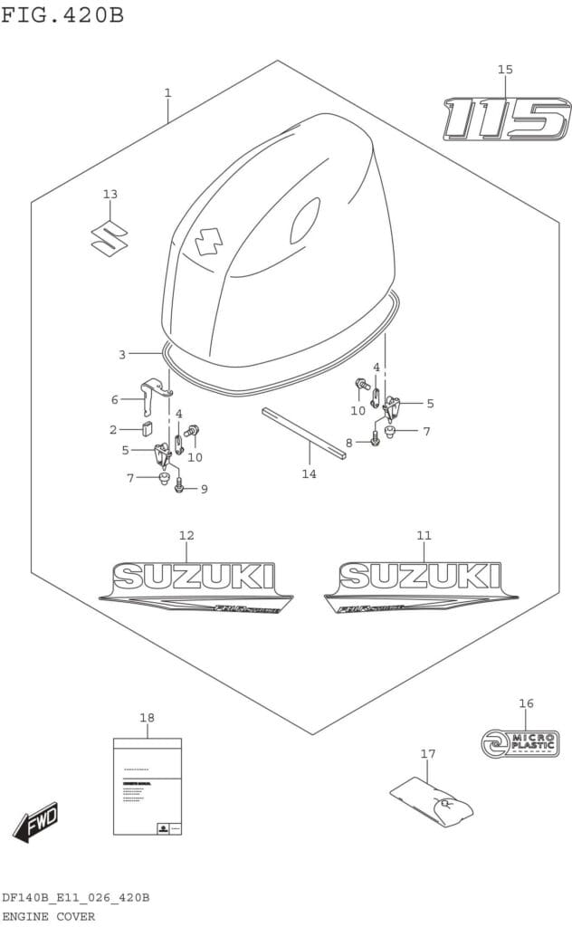 Engine Cover ((DF115B DF115BZ):(E11 E40))(SEE NOTE 1)