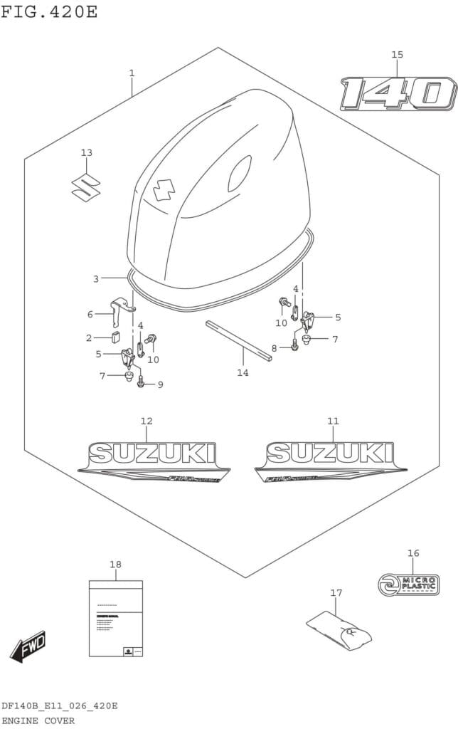 Engine Cover ((DF140B DF140BZ):(E11 E40))(SEE NOTE 1)
