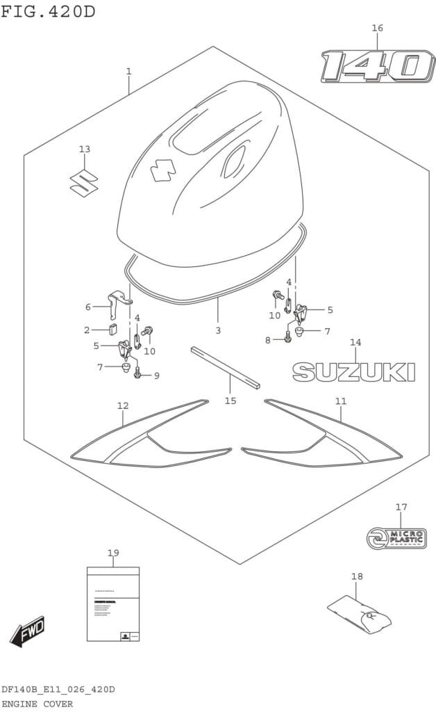 Engine Cover (DF140B)(SEE NOTE 1)