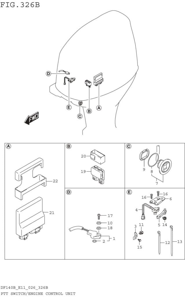 PTT Switch/Engine Control Unit (DF140B DF140BZ)