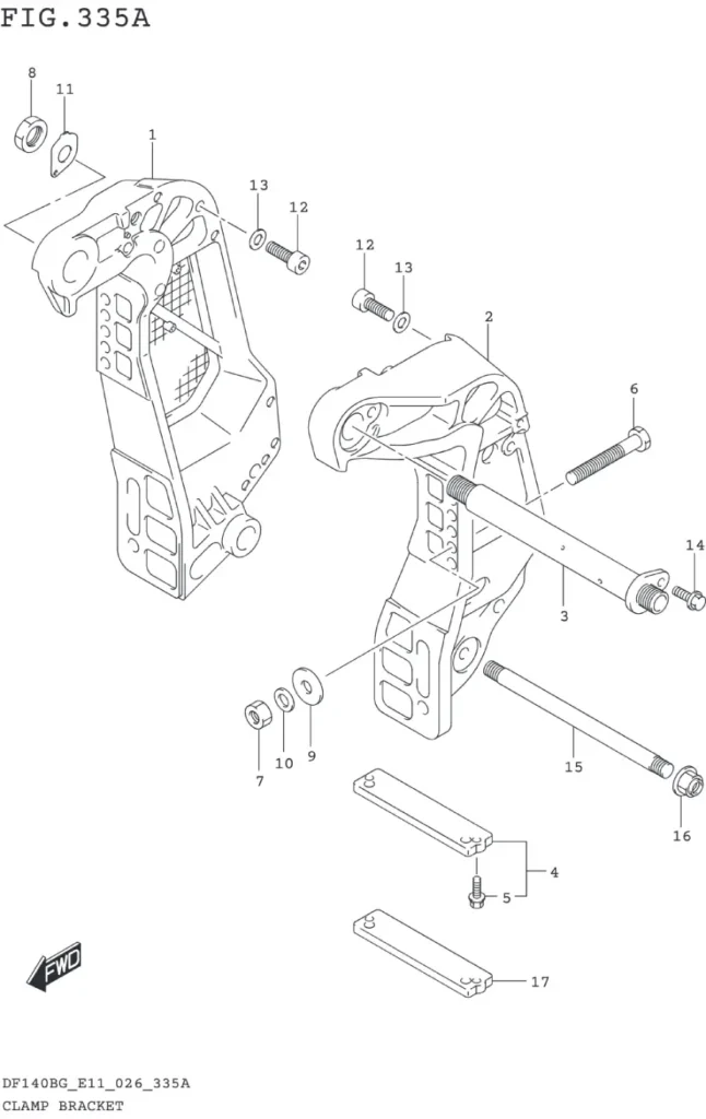 DF115BG,BZG,140BG,BZG-640001~ CLAMP BRACKET ((DF115BG DF115BZG):E11)