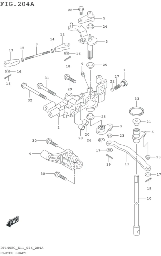DF115BG,BZG,140BG,BZG-640001~ CLUTCH SHAFT